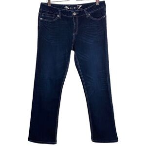 Seven7 Slim Straight Mid Rise Jeans Embellished Pockets Hemmed Short Leg 32